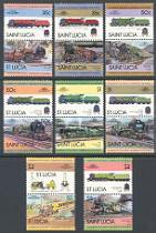 Locomotives - Set of 16 (8 pairs) St. Lucia, 1983